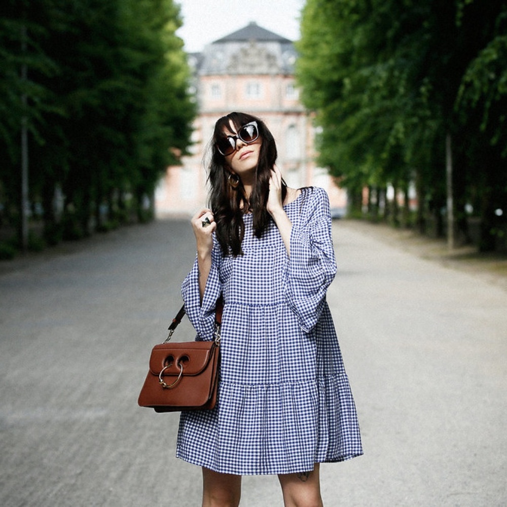 Zara Blue and White Gigham Dress